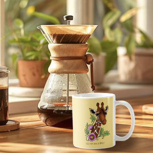 Giraffe Yellow Portrait Flowers Coffee Mug