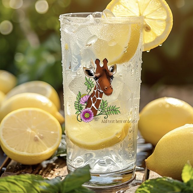 Giraffe Yellow Portrait Flowers Glass (Creator Uploaded)