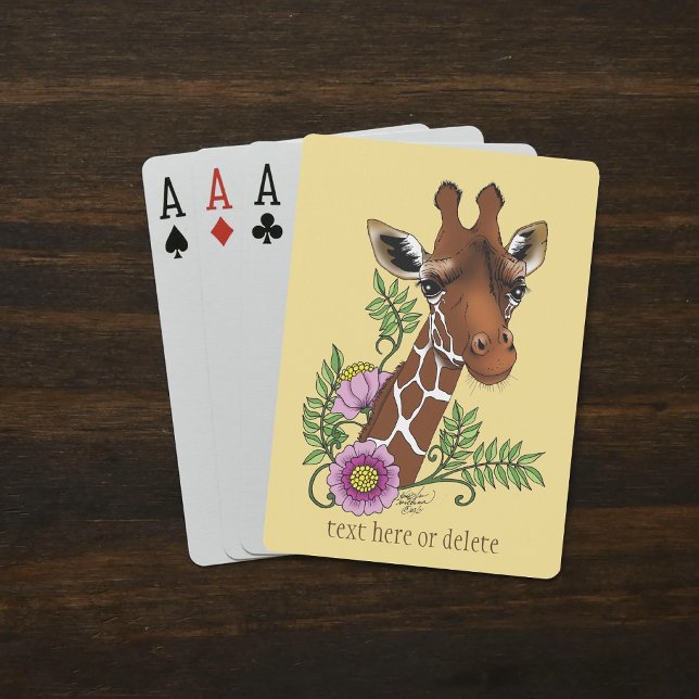 Giraffe Yellow Portrait Flowers  Playing Cards (Creator Uploaded)