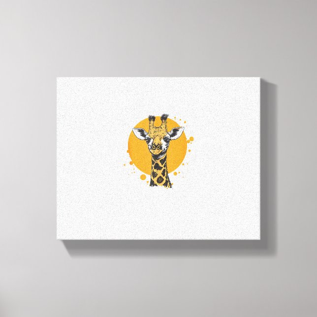 Giraffe Yellow Sun Abstract Animal Portrait  Canvas Print (Front)
