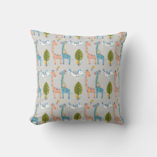 Giraffe Zebra And Monkey Pattern Cushion