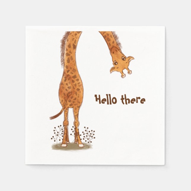 Giraffe, Zoo Animal Birthday Napkin (Front)