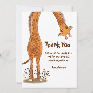 Giraffe, Zoo Animal Birthday, Personalizable Thank You Card