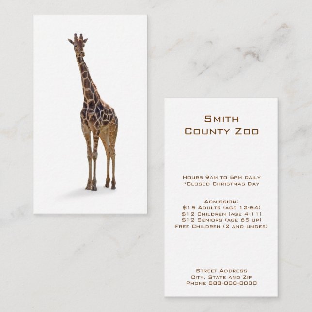 Giraffe Zoologist Business Card (Front/Back)