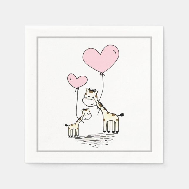 Giraffes and Hearts Napkin (Front)