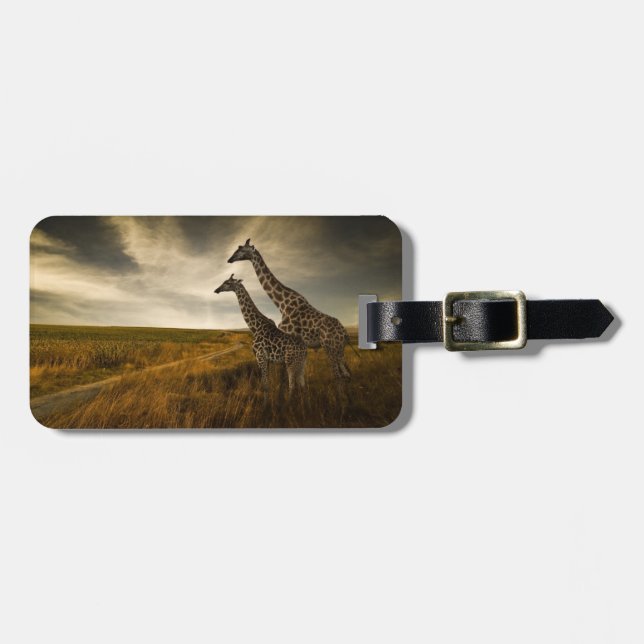 Giraffes and The Landscape Luggage Tag (Front Horizontal)