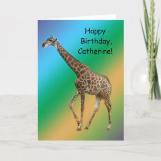 Giraffes and trees,长颈鹿. Wild animal zoo photograph Card