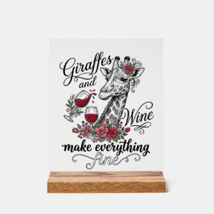 Giraffes And Wine Vintage Engraving Shirt Design_1 Acrylic Sign
