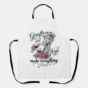 Giraffes And Wine Vintage Engraving Shirt Design_1 Apron