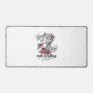 Giraffes And Wine Vintage Engraving Shirt Design_1 Desk Mat
