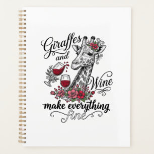 Giraffes And Wine Vintage Engraving Shirt Design_1 Planner