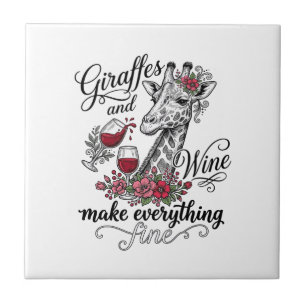 Giraffes And Wine Vintage Engraving Shirt Design_1 Tile
