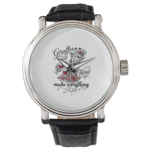 Giraffes And Wine Vintage Engraving Shirt Design_1 Watch