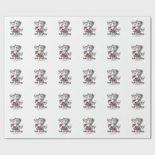Giraffes And Wine Vintage Engraving Shirt Design_1 Wrapping Paper
