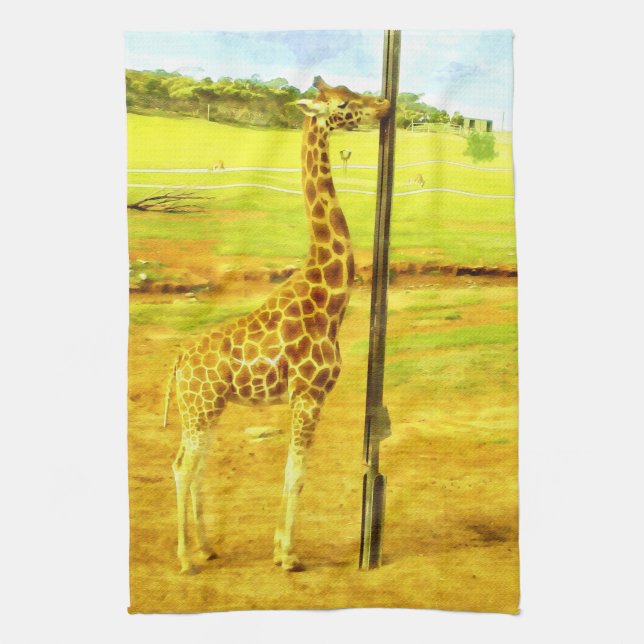 Giraffes Are So Cool Watercolour, Tea Towel (Vertical)