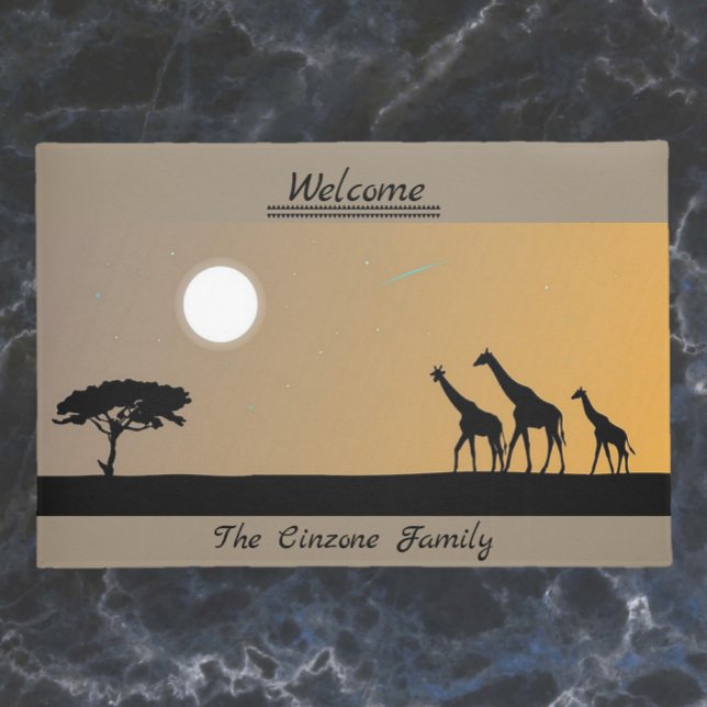 Giraffes At Sunset Serengeti Doormat (Creator Uploaded)