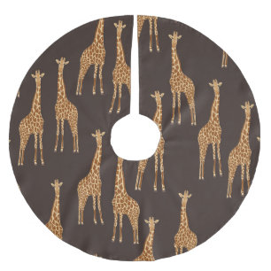 Giraffes Dark: Abstract Vintage Seamless. Brushed Polyester Tree Skirt