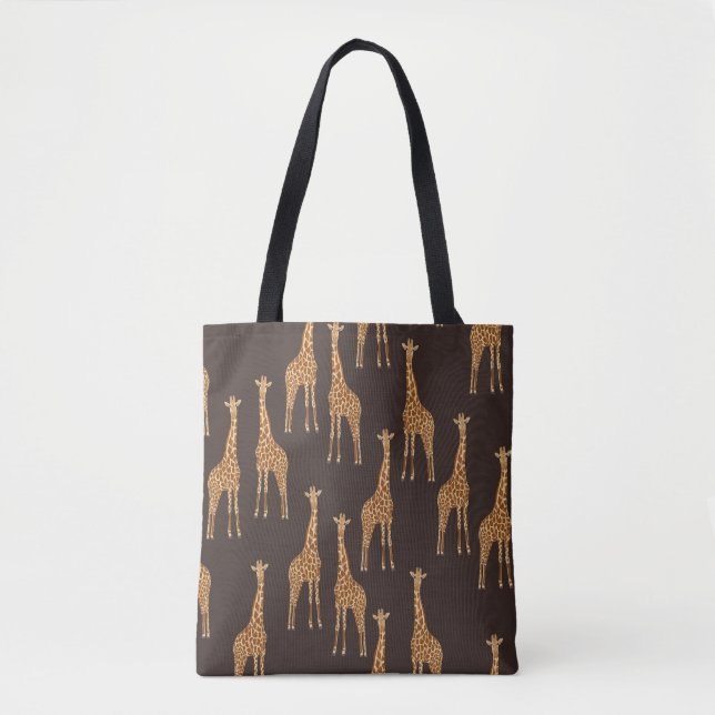 Giraffes Dark: Abstract Vintage Seamless. Tote Bag (Front)