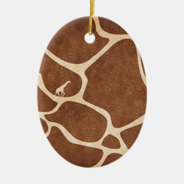 Giraffes! exotic animal print design! ceramic tree decoration (Front)