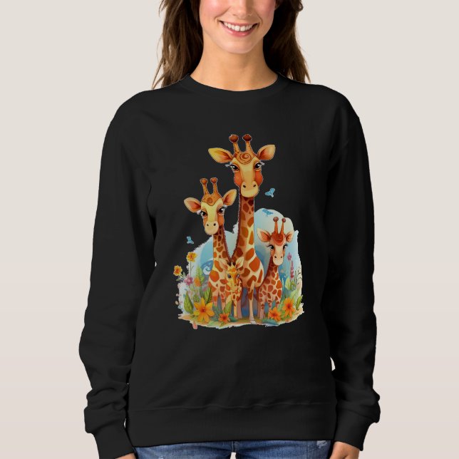 Giraffes Family with Mother, Children and Baby Sweatshirt (Front)