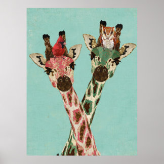 GIRAFFES & FEATHERS POSTER