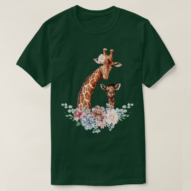 Giraffes Flowers Giraffe Lover Zoo Animal Wildlife T-Shirt (Design Front)