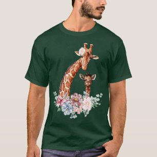 Giraffes Flowers Giraffe Lover Zoo Animal Wildlife T-Shirt