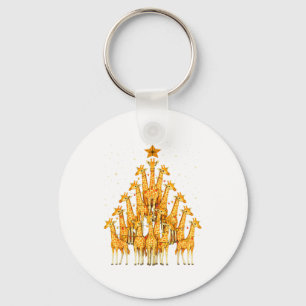 Giraffes Forming Christmas Tree Lights Star Safari Key Ring