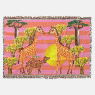 Giraffe's friends Throw Blanket