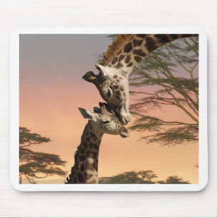 Giraffes Greeting Each Other Mouse Pad