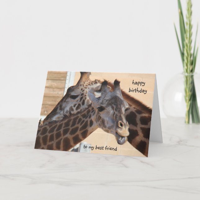 Giraffes Happy Birthday Best Friend, blank inside Card (Front)