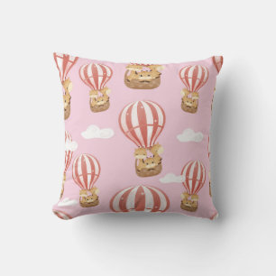 Giraffes in Hot Air Balloons Cushion
