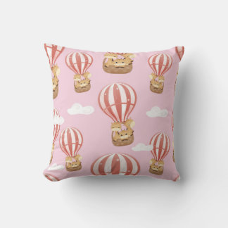 Giraffes in Hot Air Balloons Cushion