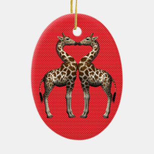 Giraffes In Love Ceramic Tree Decoration