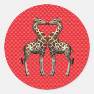 Giraffes In Love Classic Round Sticker