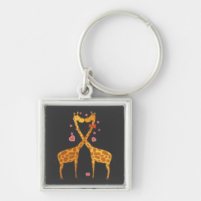 Giraffes in Love Key Ring (Front)