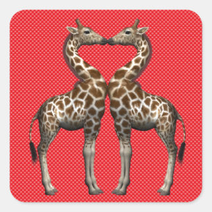 Giraffes In Love Square Sticker