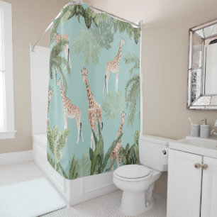 Giraffes in the Jungle #3 #kids #wall #decor #art  Shower Curtain