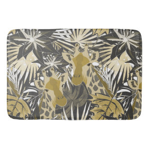 Giraffes in the night forest. bath mat