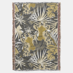 Giraffes in the night forest. throw blanket