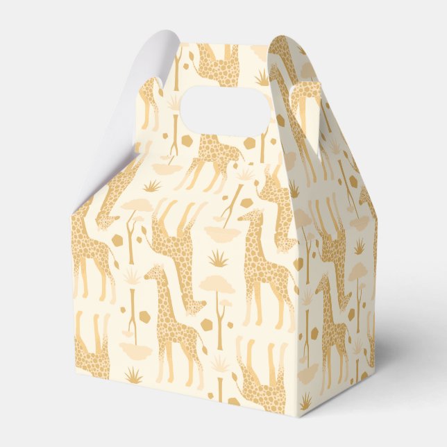 Giraffes in the Savannah in Yellow Favour Box (Front Side)