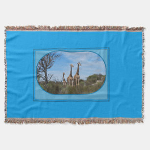 Giraffes in Tranquil Field Light Throw Blanket