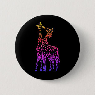 Giraffes Kiss colourful art Round Badge