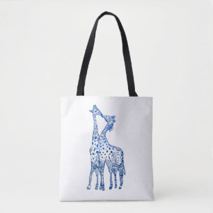 Giraffes Kiss Drawing All-Over-Print Tote Bag