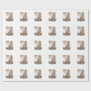 Giraffes Make Me Happy Vintage Floral Shirt Design Wrapping Paper