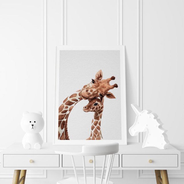 Giraffes, Mama & Baby, Watercolor Poster (Creator Uploaded)