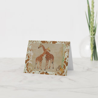 Giraffes Monogram Notecard