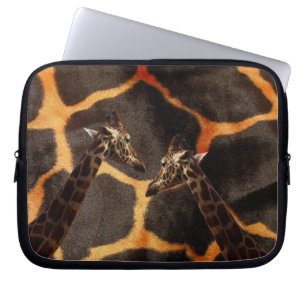 Giraffes On A Exotic Giraffe Background, Laptop Sleeve