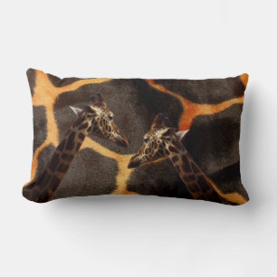 Giraffes On Exotic Giraffe Background, Lumbar Cushion