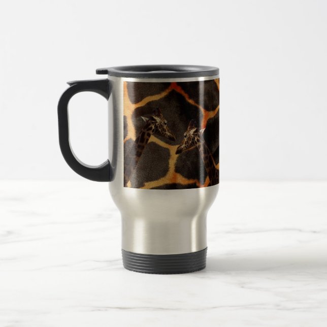 Giraffes On Exotic Giraffe Pattern, Travel Mug (Left)